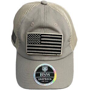 BSW Snapback Men's American Flag Khaki baseball cap